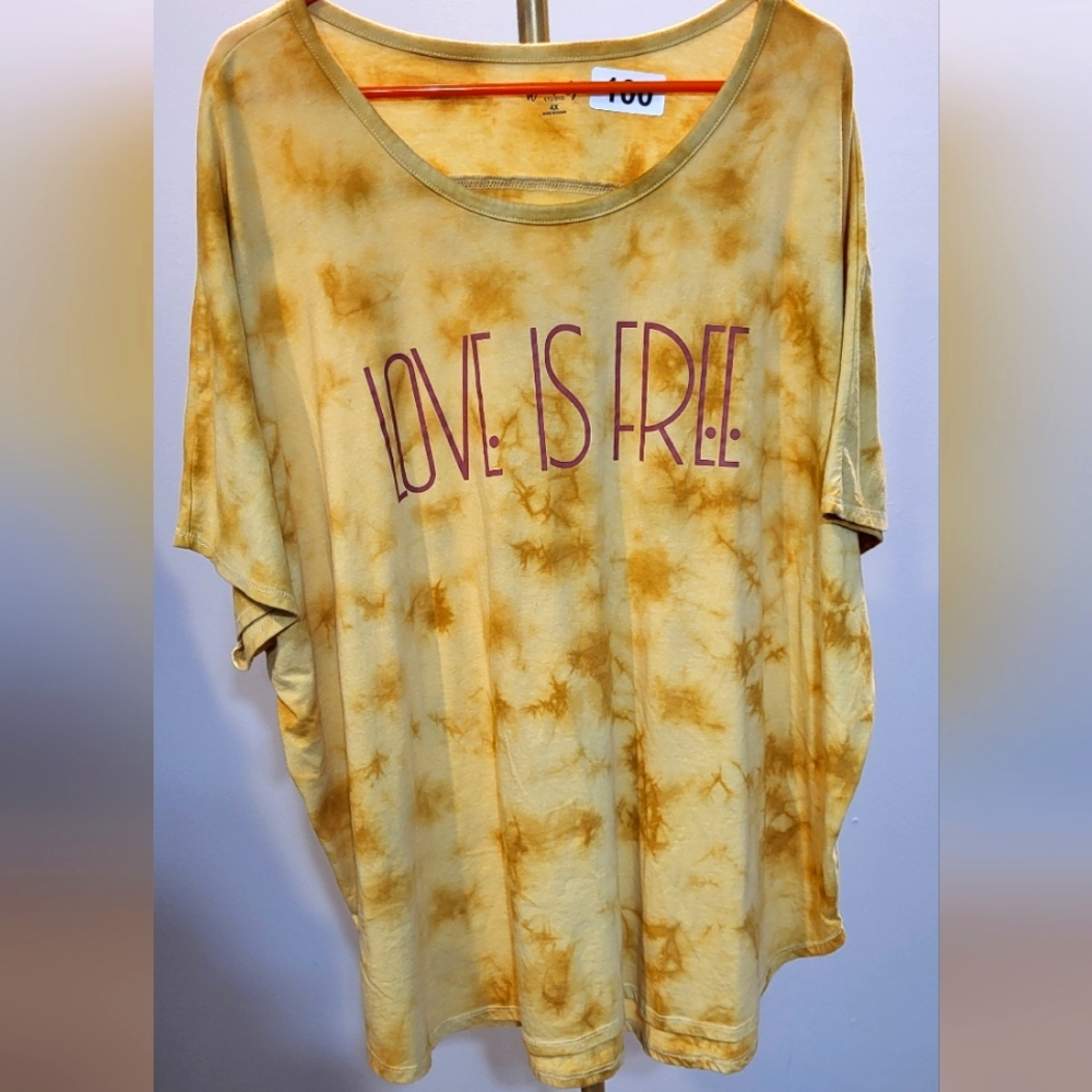 Wonderly Studio “Love Is Free” Tie-Dye Dolman Sleeve Top – Oversized- 4X